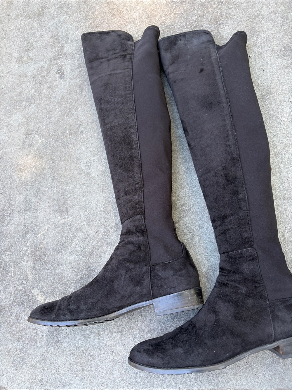 Stuart Weitzman Knee-High Boots Black Suede & Neoprene Pull-on, size 11 GUC - Picture 9 of 11